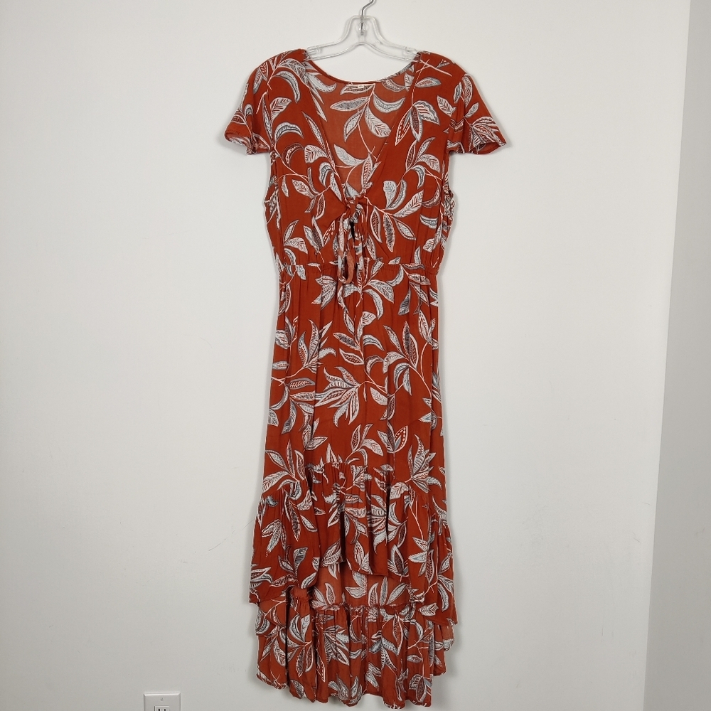 Bailey Blue Women's Tiered Maxi Dress Orange Size Large Floral Boho Cottagecore
